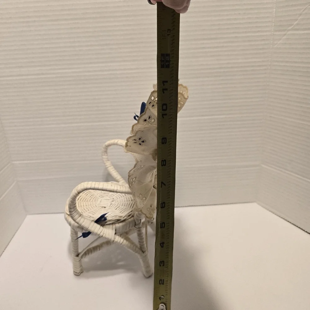 Vintage‎ Ornate White Wicker Planter Doll Chair Bohemian Granny Core